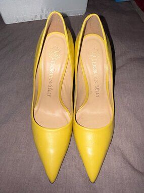 Doreen Selly Yellow Leather Pointed Toe Pumps Heels 9.5